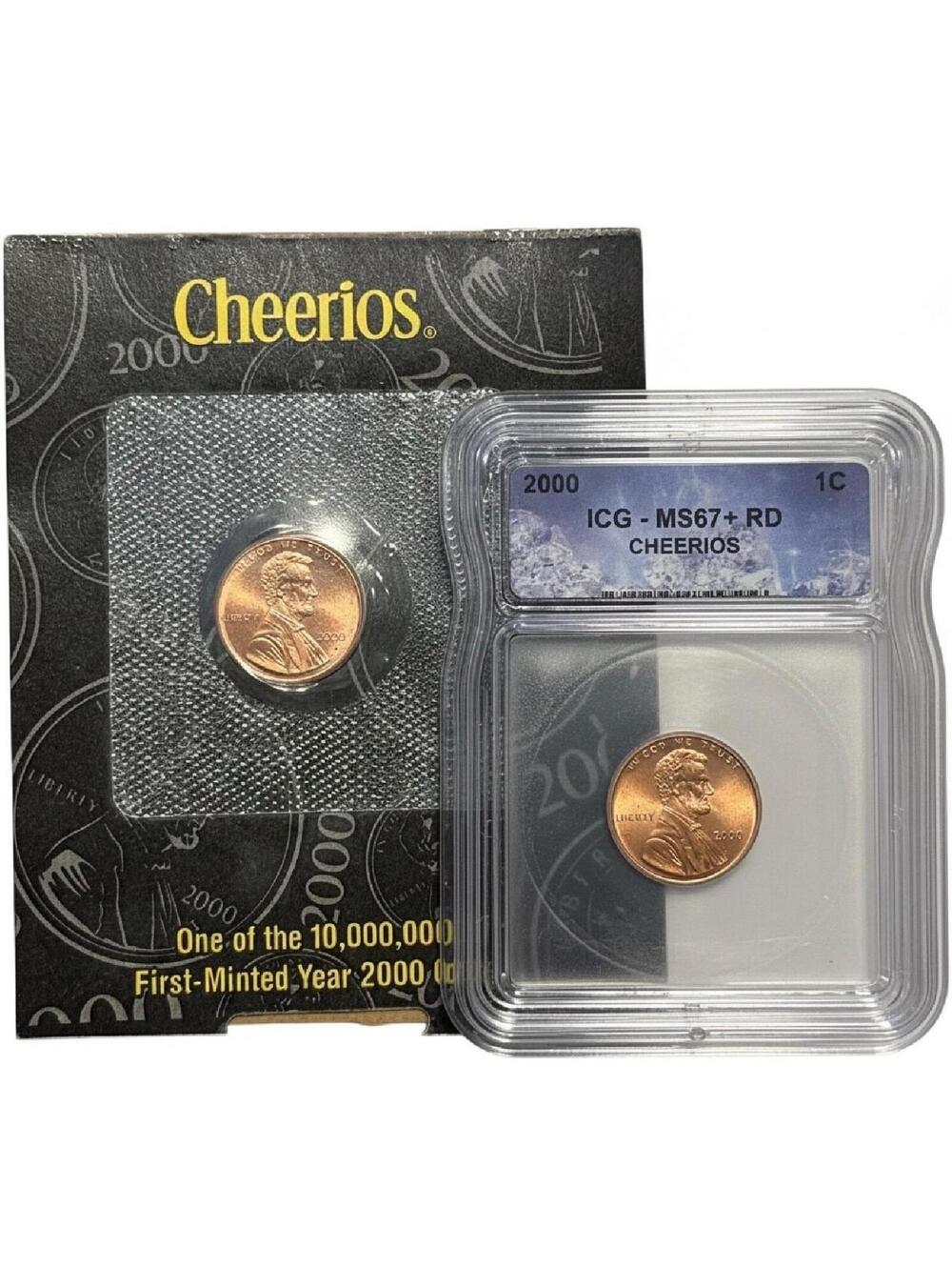 2000 P Cheerios Cent Lincoln Penny Set • Original Promotional Penny ICG MS67+ RD